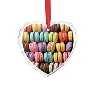 Macaron Biscuit Flavored Pastries Crystal Ornaments for Christmas Tree Decorations Heart Charm Glass Pendant with Red Ribbon Christmas Hanging Ornaments Gifts for Family Friends