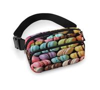 Macaron Biscuit Flavored Pastries Fanny Pack Belt Bag with Adjustable Strap Fashion Waist Bag for Outdoor Sports Hiking, white, 20x13cm, Full Printed Waist Bag