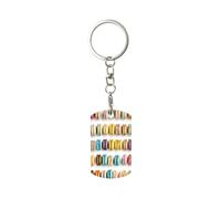 Macaron Biscuit Flavored Pastries -Print Engraved Rectangular Metal Keychain - Rust-Resistant Gift For Partners, Family & Events With Protective Case