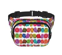 Macaron Biscuit Flavored Pastries Print Men and Women Square Double Layer Waist Bag Workout Crossbody Travel Waist Bag, Black, One Size
