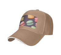 Macaron Biscuit Flavored Pastries Print Neutral Sandwich Hat Style Fit All Year Round Adjustable Baseball Caps Snug Secure Natural