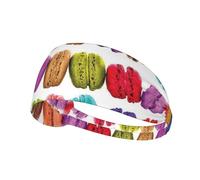 Macaron Biscuit Flavored Pastries Print Sports Headbands For Men Women, Moisture Wicking Sweat Band Elastic Wide Hair Bands,For Running, Cycling, Basketball, Gym Exercise, Football