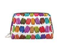 Macaron Biscuit Flavored Pastries Printed Beauty Pouch, Large Makeup Holder with Built-in Sponge Protection for Home and Trip