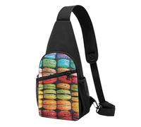 Macaron Biscuit Flavored Pastries Printed Chest Bag Sling Bag for Men Women, Outdoor Crossbody Fanny Packs Hiking Chest Packs Sport Daypacks