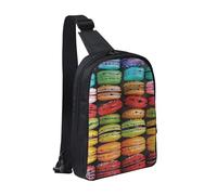 Macaron Biscuit Flavored Pastries Printed Chest Bag Sling Bag for Men Women, Waterproof Crossbody Backpack Men Bag for Runner Workout Hiking Cycling Travel