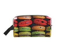 Macaron Biscuit Flavored Pastries Printed Makeup Bag Travel Portable Cosmetic Bag Large Capacity Makeup Case Toiletry Handbag Organiser for Women