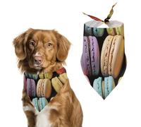 Macaron Biscuit Flavored Pastries Printed Pet Scarf Polyester Triangle Scarf - One Size (27.6in X 11.8in)