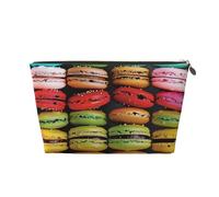 Macaron Biscuit Flavored Pastries Printed Travel Cosmetic Bags with Gold Zipper Makeup Organizer Cosmetic Case Toiletry Bag for Women Mom Girls