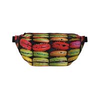 Macaron Biscuit Flavored Pastries Printed Waist Bag Adjustable Bum Bag Lightweight Travel Waist Fanny Pack Belt for Walking Cycling Hiking Travel