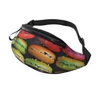 Macaron Biscuit Flavored Pastries Printed Waist Bag with Headphone Jack, Personalized Bumbags Fanny Packs Unisex Running Hiking Crossbody Bags for Men Women