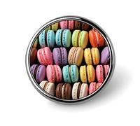Macaron Biscuit Flavored Pastries Round Badge Personalized Metal Lapel Pin Badges Fit Clothing Bags Hat Humorous Printed Brooch Badge Party Decorations Accessories for Men Women