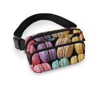Macaron Biscuit Flavored Pastries Waist Bag Fashion Fanny Bag with Adjustable Strap for Outdoor Workout Cycling Unisex, white, 20x13cm, Waist Bag
