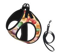 Macaron Biscuit Flavored Print Dog Harness Adjustable Walk Puppy Harnesses Leash Clips Pet Harnesses Training Pet Vest