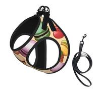 Macaron Biscuit Flavored Print Dog Harness,Pet Leash Vest,Adjustable And Reflective Vest,For Small To Medium Dogs