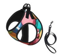 Macaron Biscuit Flavored Print Dog Harness,Pet Leash Vest,Adjustable And Reflective Vest,For Small To Medium Dogs