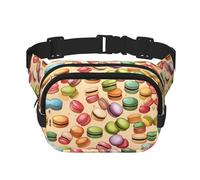 Macaron Biscuit Flavored Print Men and Women Square Double Layer Waist Bag Workout Crossbody Travel Waist Bag, Black, One Size