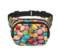 Macaron Biscuit Flavored Print Men and Women Square Double Layer Waist Bag Workout Crossbody Travel Waist Bag, Black, One Size