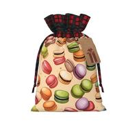 Macaron Biscuit Flavored Print Reusable Gift Festive Drawstring Bags Versatile Party Pouches Seasonal Celebrations