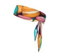 Macaron Biscuit Flavored Print Sport Head Ties Headbands Bandanas Workout Hair Band Athletic Sweatbands for Running Tennis