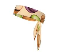 Macaron Biscuit Flavored Print Sport Head Ties Headbands Bandanas Workout Hair Band Athletic Sweatbands for Running Tennis