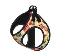 Macaron Biscuit Flavored Print Step in Dog Harness and Leash Set,Adjustable Reflective Harness for Small Dogs Cats