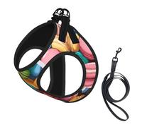 Macaron Biscuit Flavored Printing Dog Summer Harness With Leash Set,Adjustable And Reflective Step-In Puppy Pet Vest Harnesses