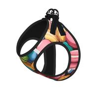 Macaron Biscuit Flavored Printing Dog Summer Harness With Leash Set,Adjustable And Reflective Step-In Puppy Pet Vest Harnesses