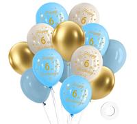 Macaron Blue 6th Birthday Party Decorations 12 Inch Happy Birthday Latex Balloons Number 6 Balloon for Girl Boys Baby Shower Wedding Supplies