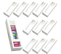 Macaron Box, 12 Pieces Biscuit Box with Window, Pastry Packaging Box, for Biscuits, Sweets, Rolls, Donuts (White)