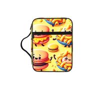 Macaron-Cheese-Hamburger Bible Cover Case with Handle, Water-Resistant Oxford Fabric Bible Bag Organizer with Zipper Pockets for Church