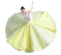 Macaron Color 540/720 Degree 2 layer Chiffon Skirt Ballet Dance Women Long Skirts Dancer Practice Classical Modern Dancewear For Adult(Yellow,720 degrees 90cm)