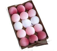 Macaron Flannel Christmas Ornaments 15pcs Plastic Hanging Balls Set for Tree, Featuring Smooth Velvety Texture and Contemporary Style for Festive Decor (Pink Tones)