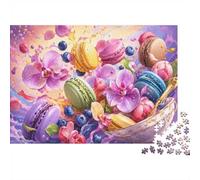 Macaron Flower Berry Jigsaw Puzzle, 1000 Pcs Indoor Adult Game | 38x26cm Cardboard, Brain Workout, Tight Puzzle Fit, Art Admirers, Stress Reduction