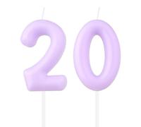 Macaron Number Birthday Candles,Pastel Purple 20th Birthday Candles,Macaron Purple Number 20 Candle for Cake,Macaron Cake Candles Cake Toppers for Girls Boys 20th Birthday Decorations Party Supplies