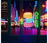Macaron Open Neon Sign Wall Art Bakery Shop Store Decors