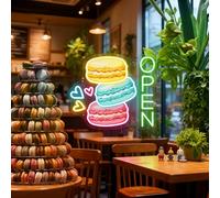 Macaron Open Neon Sign Wall Art Bakery Shop Store Decors
