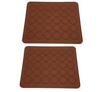 Macaron Silicone Baking Mat Non Stick Oven Safe Reusable Macaron Pad Kitchen Baking Tool Accessory for Home Bakers Coffee Color 28x25cm 2Pcs