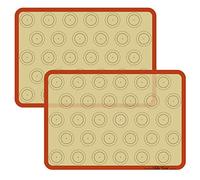 Macaron Silicone Baking Mat - Set of 2 Non Stick Silicon Macaroon Baking Sheet Cookie Liner(BPA Free/Reusable/Half Sheet),Perfect Cooking Kit for Macarons,Pastry,Cake and Bread Making (Red)