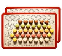 Macaron Silicone Baking Mats - Set of 2 - Full Size - 16 x 24 in (40 x 60 cm), Non-Stick Macaron Mat for Perfect Baking - Dishwasher & Oven Safe, Ideal for Macarons, Cookies, Bread, Red Border
