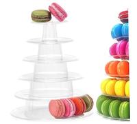Macaron Tower, Round Macaroon Tower Stand 9x10" 6 Tiers Clear Multi-purpose Cake Dessert Serving Tray for Wedding, Baby Shower and Birthday Party Decor