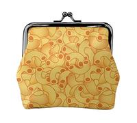 Macaroni and Cheese Women's Leather Coin Purse, Small Change Pouch with Kiss-Lock Clasp Closure Buckle Wallet for Girl Gift