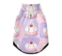 Macarons and Baseballs with Cherries Pattern Warm Dog Coat, Adjustable Durable Doggie Winter Jacket Reversible Cozy Puppy Cold Weather Apparel from Small to Large Breed