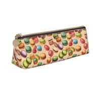 Macaroon Biscuits Flavored Print Simple Pencil Case Triangular Pen Pouch Makeup Supplies Daily Essentials, White, One Size, White, One Size