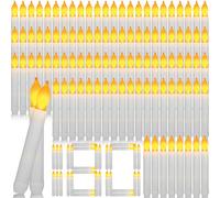 Macarrie 180 Pcs Flameless Taper Candles Battery Operated Candles, LED Flickering Light Candlesticks, Electric Handheld Candle for Church Home Wedding Christmas Party Decorations (Yellow Flashing)
