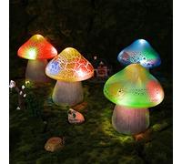 Macarrie 2 Pcs Mushroom Solar Lights Decor Garden Outdoor 4.7x5.7 Inch Solar Lights Waterproof Garden Pathway Landscape Lamp Gift for Spring Easter Summer Yard Lawn Patio Decoration(Red, Yellow)