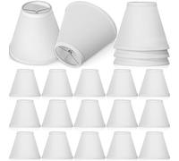 Macarrie 20 Pcs 10 Pack Small Lamp Shade Barrel Fabric Lampshade Cover Clip on Table Floor Lamp Wall 3" x 6" x 5" Rustic Beige Linen Eyes Protected Appearance (White)
