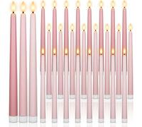 Macarrie 24 Packs Flameless Taper Candles Battery LED 11",Light Pink | Fake Candlelight Flameless Candlesticks Flickering Tapered for Weddings, Parties, Decor, Summer Fall Event