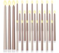 Macarrie 24 Packs Flameless Taper Candles Battery LED 11",Morandi Brown | Fake Candlelight Flameless Candlesticks Flickering Tapered for Weddings, Parties, Decor, Summer Fall Event
