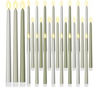 Macarrie 24 Packs Flameless Taper Candles Battery LED 11",Sage Green | Fake Candlelight Flameless Candlesticks Flickering Tapered for Weddings, Parties, Decor, Summer Fall Event