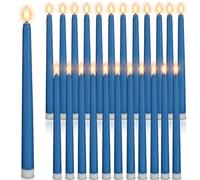 Macarrie 24 Packs Flameless Taper Candles Battery Operated Fake 11 Inch Long Candlelight LED Flameless Candlesticks Flickering Tapered for Christmas Church Prayer New Year Wedding(Blue)